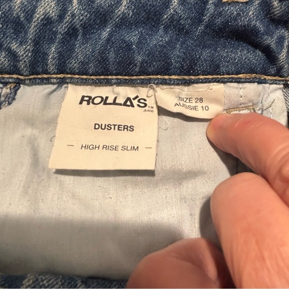 ROLLA’S Sz 28 High Rise Slim Light Was Blue Denim Jeans Classic 5 Pockets - Picture 8 of 11